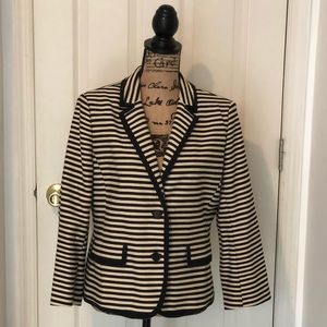 Navy Blue & Cream Striped Blazer from the LOFT
